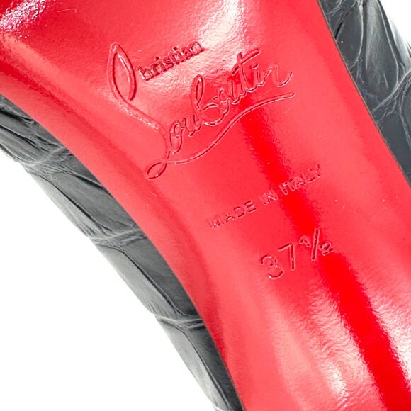 Christian Louboutin KATE 85 Crock Calf Ali leather Heels Pumps Shoes Black - Picture 14 of 15
